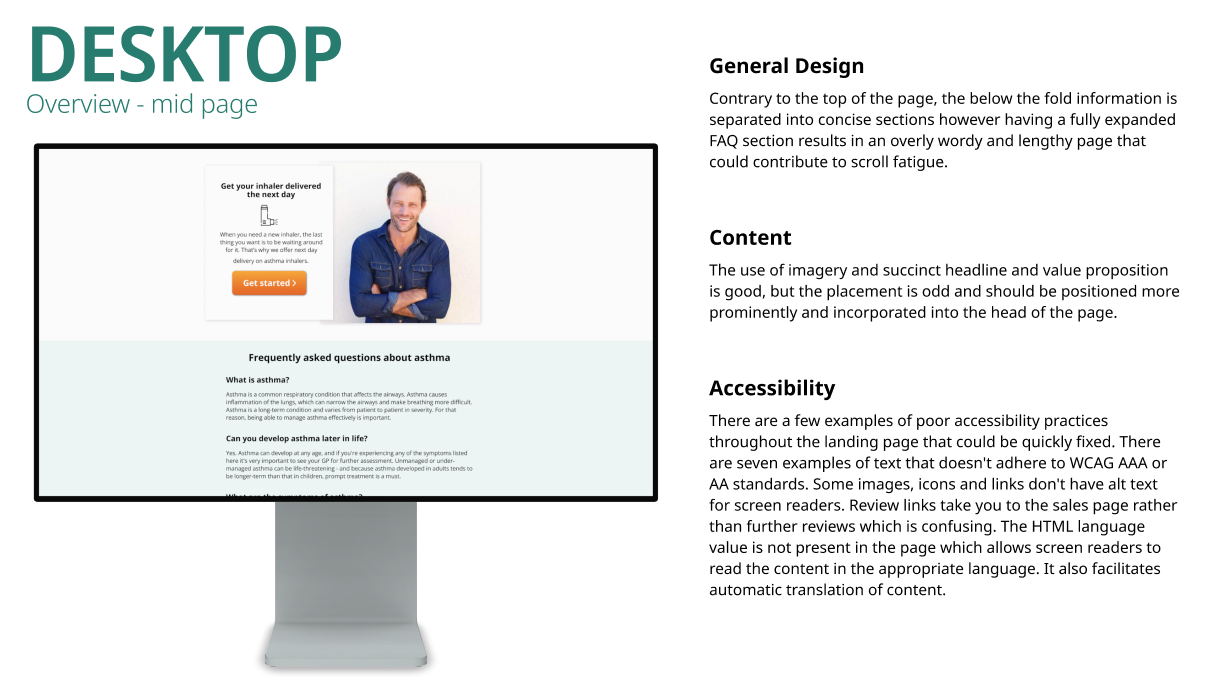 existing desktop view - below the fold