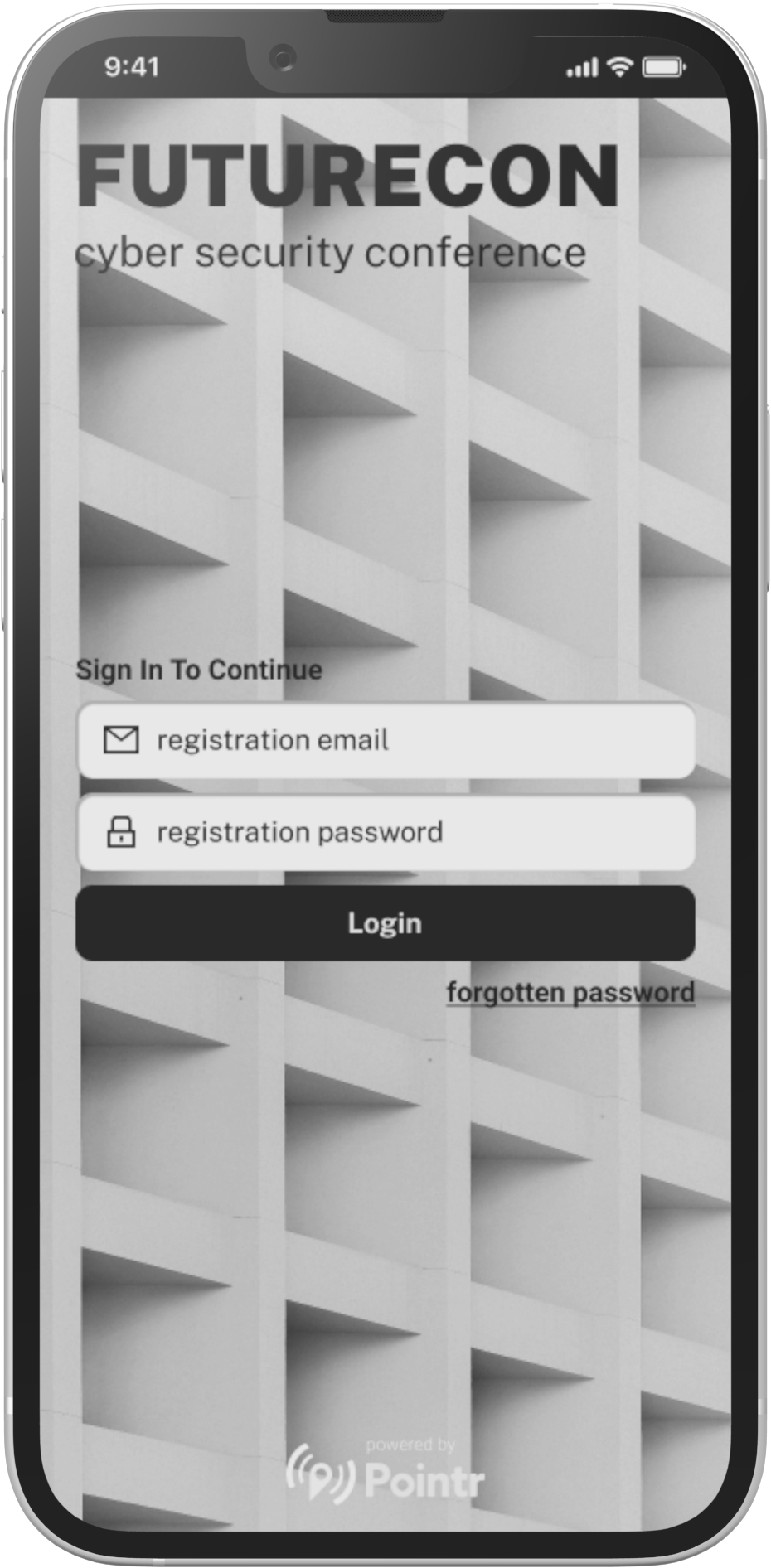 app screen shot login