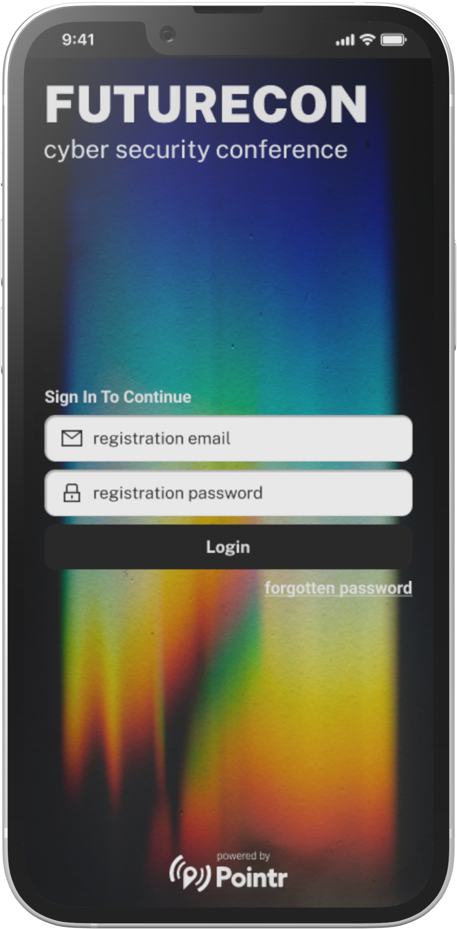 app screen shot login